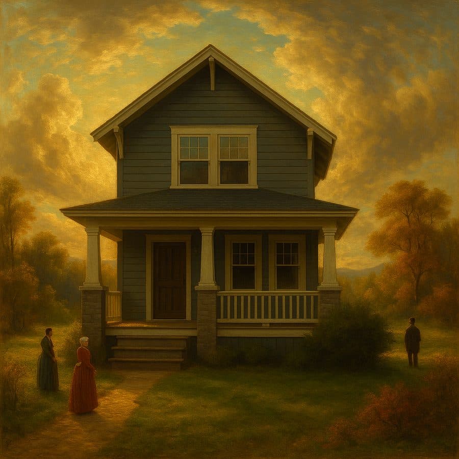 A home → a Romantic landscape — after, in the style of The Homestead